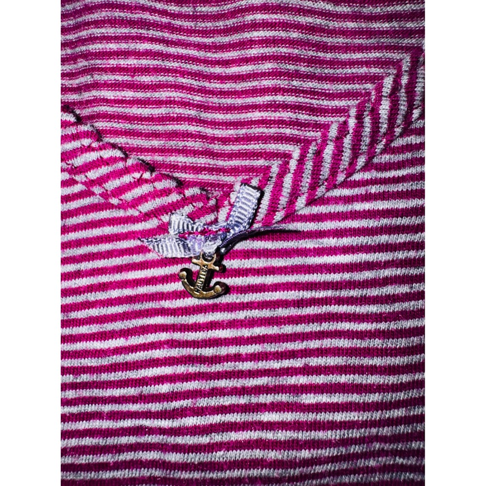 Nautica Pajama Set Womens Medium Pink Striped Excellent V-Neck Anchor Charm 2pc - Picture 4 of 4